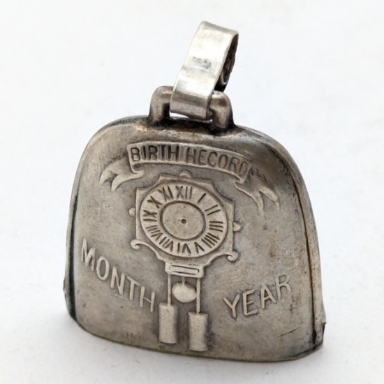 Sterling Silver Vintage Baby Rattle Infant Keepsake for Birth Record
