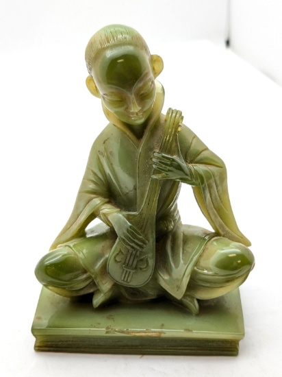 Green Italian Resin Musician Figurine - Marked Wony Italy