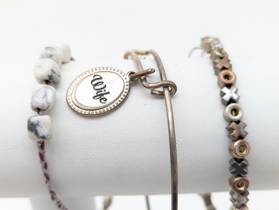 Lot of 3 Alex & Ani Bracelets - 1 Marked Sterling and 2 With Energy +