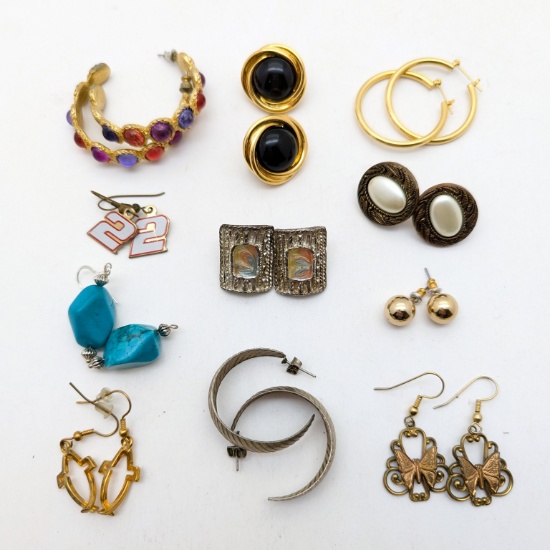 Lot of 11 Pairs of Estate Earrings - Vintage to Modern