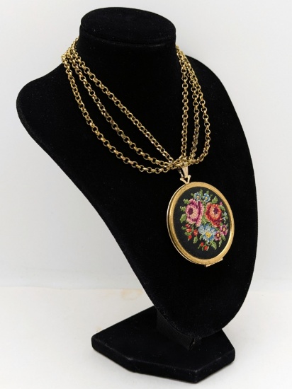 Retro Avon Cross Stitch Necklace
