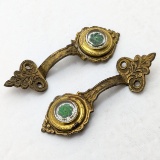 Antique Brass Cabinet Handles with Floral Design