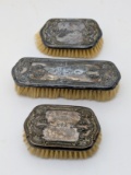 Lot of 3 Art Deco Vanity Silver-plated brushes
