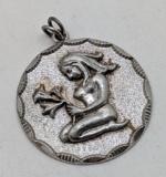Antique Heavy Sterling Silver Pendant - Zodiac?