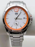 Men's Clemson Chrome Quartz Watch with White and Orange Dial