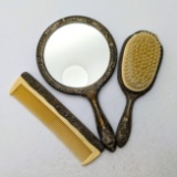 3 piece hair set - Pewter backing - Nice heavy estate piece