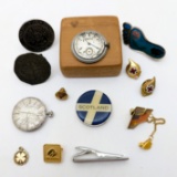 Vintage Mens Jewelry Drawer Lot - Pins, watch parts etc.