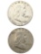 Lot of 2 Silver Franklin Half Dollars - 1961, 1961-D