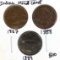 Lot of 3 Indian Head Cents - 1887-1889