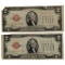 Lot of 2 - 1928 $2 Note - Red Seal