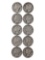 Lot of 10 Silver Mercury Dimes - 1936-1945