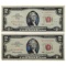 Lot of 2 - 1963 $2 Note - Red Seals