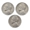 Lot of 3 Jefferson Nickels - 1946-1948