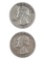 Lot of 2 Silver Washington Quarters - 1949-D, 1950