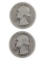 Lot of 2 Silver Washington Quarters - Both 1937