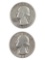 Lot of 2 Silver Washington Quarters - 1956, 1956-D