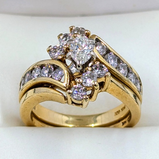 FEATURE 14k Gold Diamond Engagement Ring and Fitted Band -1.52 Carats Stunning!