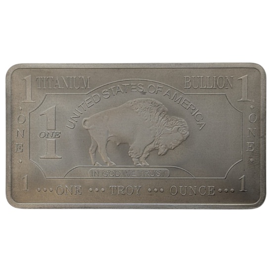 1 Ounce Fine .999 Titanium Bar - Buffalo