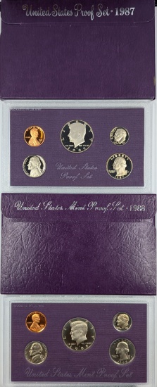 Lot of 2 US Mint Proof Sets - 1987 & 1988