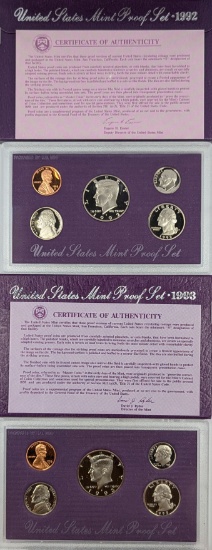 Lot of 2 US Mint Proof Sets w/ COAs - 1992 & 1993
