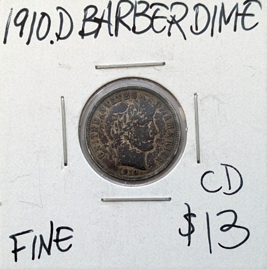 1910-D Silver Barber Dime