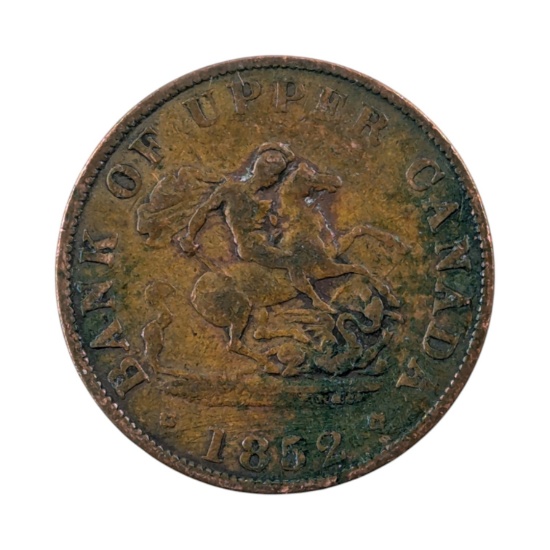 1852 Bank of Upper Canada 1/2 Penny