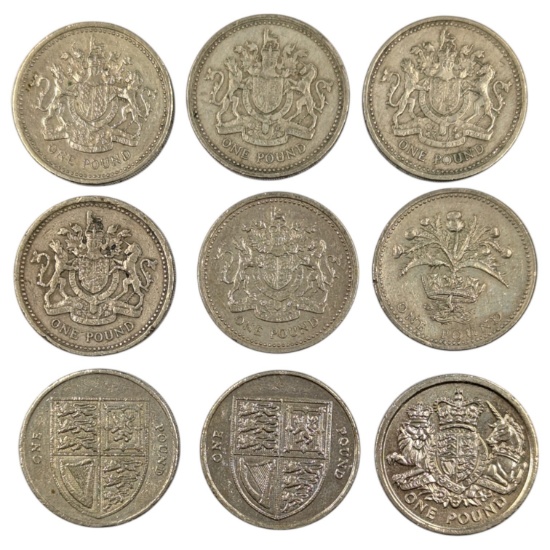Lot of 9 UK Pounds - 1983-2015