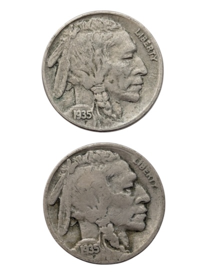 Lot of 2 Buffalo Head Nickels - 1935, 1935-S