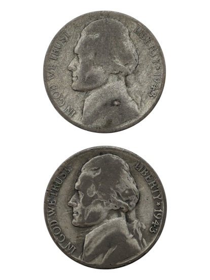 Lot of 2 - 1943-S Silver War Nickels