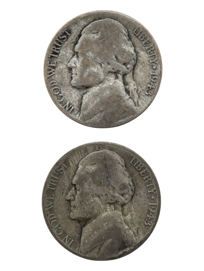 Lot of 2 - 1943-S Silver War Nickels