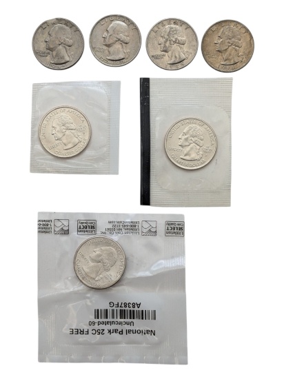 Lot of 7 Washington Quarters - 1965-2018 - Some Uncirculated
