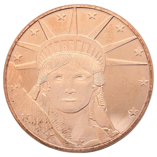1 Ounce Fine .999 Copper Round - Statue of Liberty