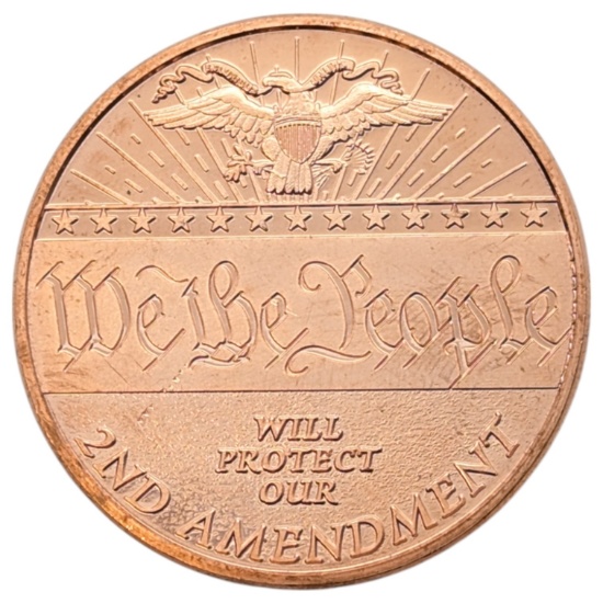 1 Ounce Fine .999 Copper Round - 2nd Amendment