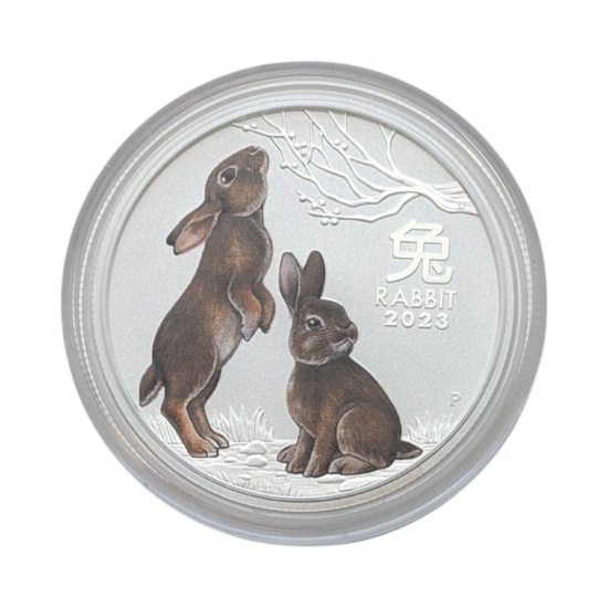 RARE Colorized 1/2 oz Fine .999 Silver Round - 2023 Australia Rabbit