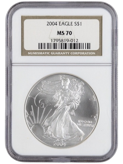 NGC 2004 MS70 American Silver Eagle Dollar
