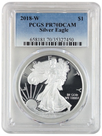 PCGS 2018-W PR70 DCAM American Silver Eagle Dollar - Proof