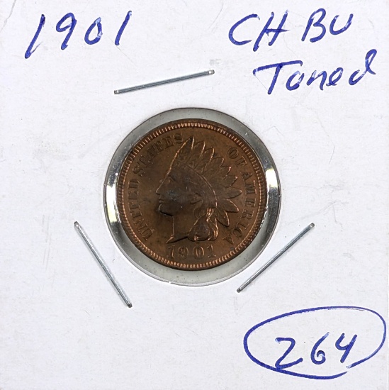 1901 Indian Head Cent - BU - Toned