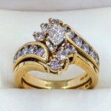 FEATURE 14k Gold Diamond Engagement Ring and Fitted Band -1.52 Carats Stunning!