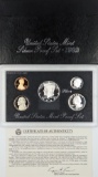 1992 Silver US Mint Proof Set - w/ Silver JFK, Quarter & Dime - COA