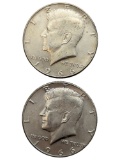 Lot of 2 Silver 1966 John F Kennedy Half Dollars