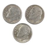 Lot of 3 Silver Roosevelt Dimes - 1961-1964