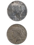 Lot of 2 Silver Peace Dollars - 1923, 1924