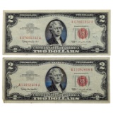 Lot of 2 - 1963 $2 Note - Red Seals
