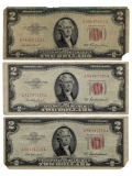Lot of 3 - 1953 $2 Note - Red Seals