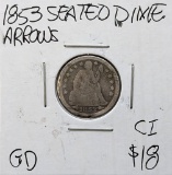1853 Silver Seated Liberty Dime w/ Arrows