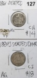 Lot of 2 Silver Seated Liberty Dimes - 1861, 1884-S