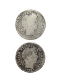 Lot of 2 Silver Barber Dimes - 1898, 1899