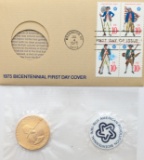 1975 Bicentennial Paul Revere Medal and Stamp Set