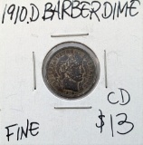1910-D Silver Barber Dime