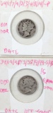 Lot of 2 Silver Mercury Dimes - 1938, 1939-S